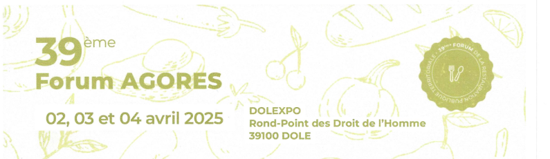Bannière du 39ème Forum AGORES, Dolexpo, 2, 3 et 4 avril 2025